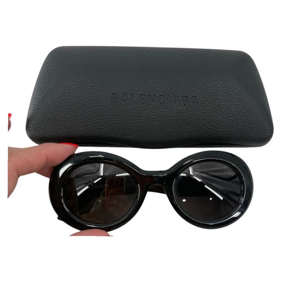 Balenciaga Acetate Round Frame Sunglasses Black main image 9